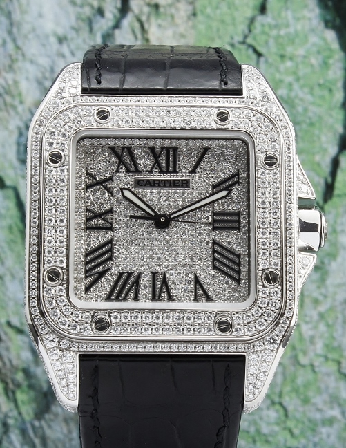 (image for) Cartier Santos 100XL Full Diamond Stainless Steel Automatic / 2656